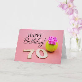 Tennis 70. Geburtstag mit Ball und rosa Band Karte
