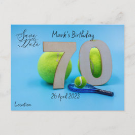 Tennis 70. Geburtstag Save the Date Postkarte