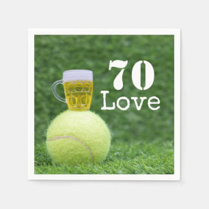 Tennis 70. Geburtstag Tennisball und Liebe Nummer Serviette