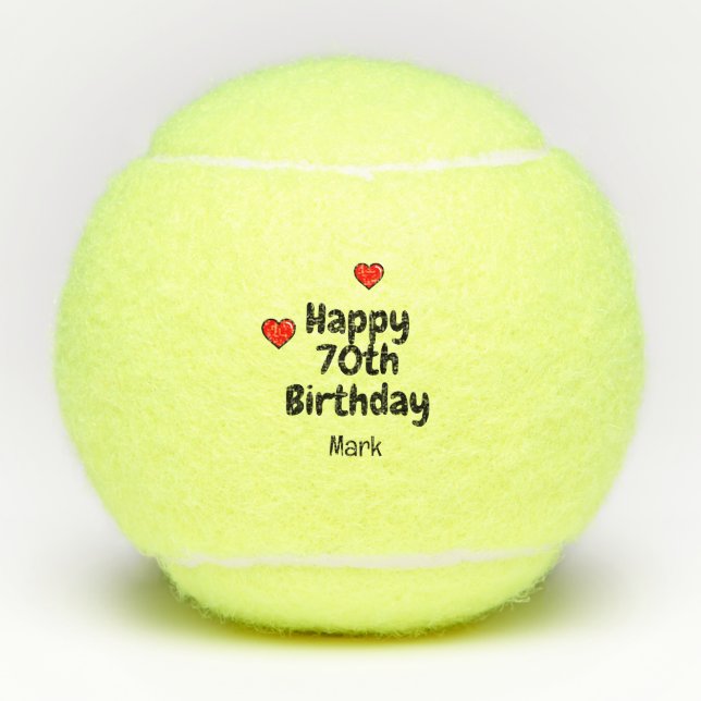 Tennis 70. Geburtstag Tennisbälle (Vorderseite)
