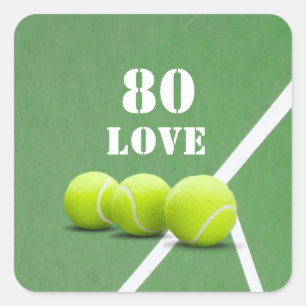 Tennis 80. Geburtstag mit Liebe für Spieler Quadratischer Aufkleber