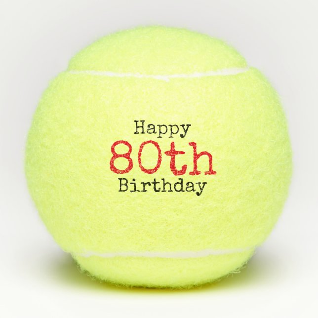 Tennis 80. Geburtstag mit Tennisball und Nummer Tennisbälle (Vorderseite)