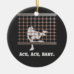 Tennis Ace Baby Tennisspielerin im Netz Keramik Ornament