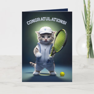 Tennis Ace Kitten Dankeskarte