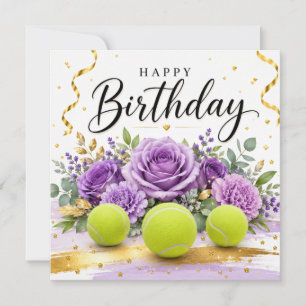 Tennis Alles Gute zum Geburtstag mit Blumen