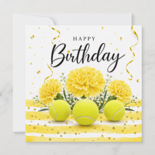 Tennis Alles Gute zum Geburtstag mit Blumen