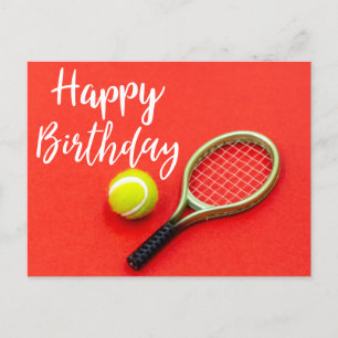 Tennis Alles Gute zum Geburtstag mit Schläger und  Postkarte