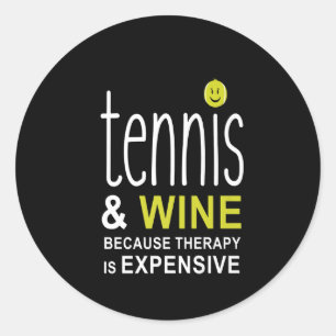 Tennis and Wine Premium Runder Aufkleber