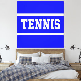 TENNIS Athletic Bright Blue White Stripes Leinwanddruck