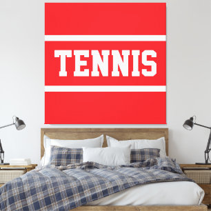TENNIS Athletik Sportlich Helles Rot Weiß Gestreif Leinwanddruck