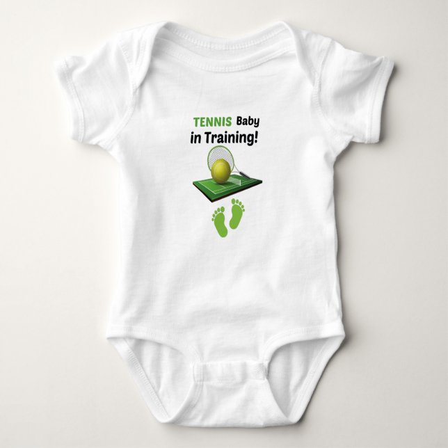 Tennis baby in training!,love tennis baby  baby strampler (Vorderseite)