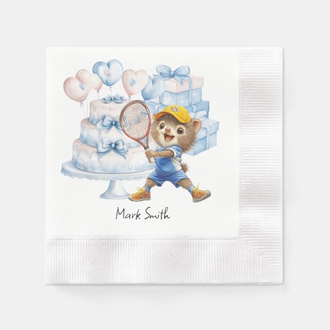 Tennis Baby Shower for Baby Boy Blue themed Napkin Serviette (Vorderseite)