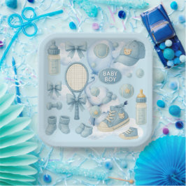 Tennis Baby Shower for Baby Boy Blue themed Pappteller