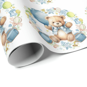 Tennis Baby Shower für Baby Boy Blue thematisiert Geschenkpapier