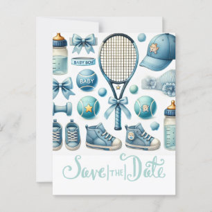 Tennis Baby Shower für Baby Boy Blue thematisiert Postkarte