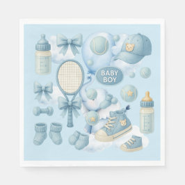 Tennis Baby Shower für Baby Boy Blue thematisiert Serviette