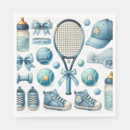 Tennis Baby Shower für Baby Boy Blue thematisiert Serviette