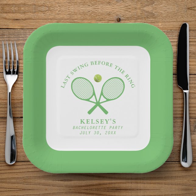 Tennis Bachelorette Letzte Swing vor dem Ring Pappteller (Von Creator hochgeladen)