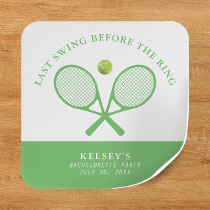 Tennis Bachelorette Letzte Swing vor dem Ring Quadratischer Aufkleber
