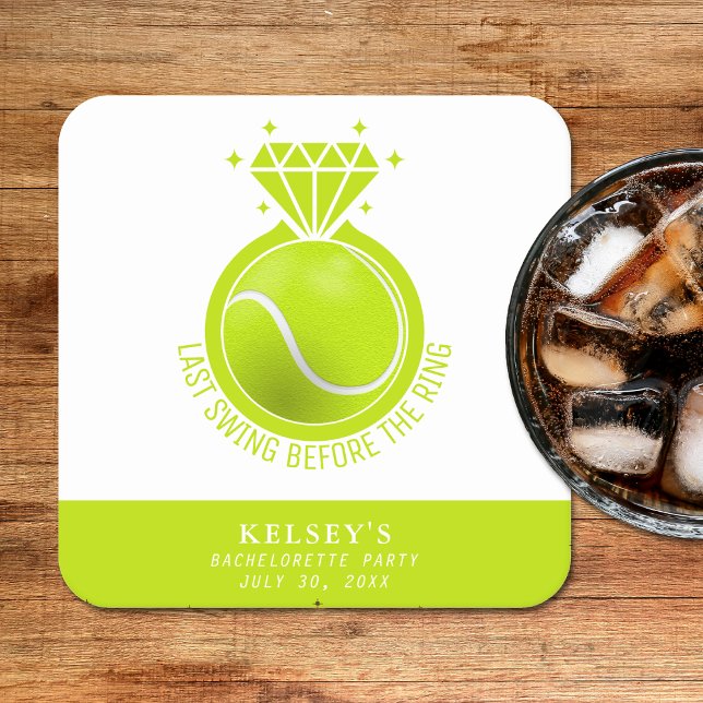 Tennis Bachelorette Letzte Swing vor dem Ring Rechteckiger Pappuntersetzer (Tennis Bachelorette Last Swing Before the Ring Square Paper Coaster
)