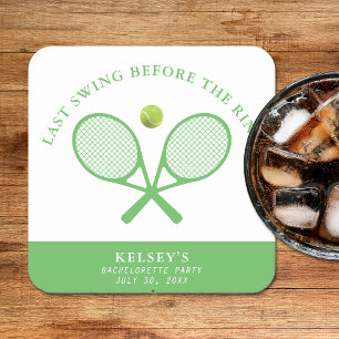 Tennis Bachelorette Letzte Swing vor dem Ring Rechteckiger Pappuntersetzer