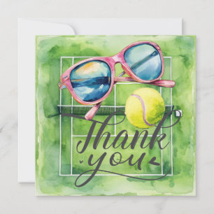 Tennis Ball auf Tennis Court Dankeskarte