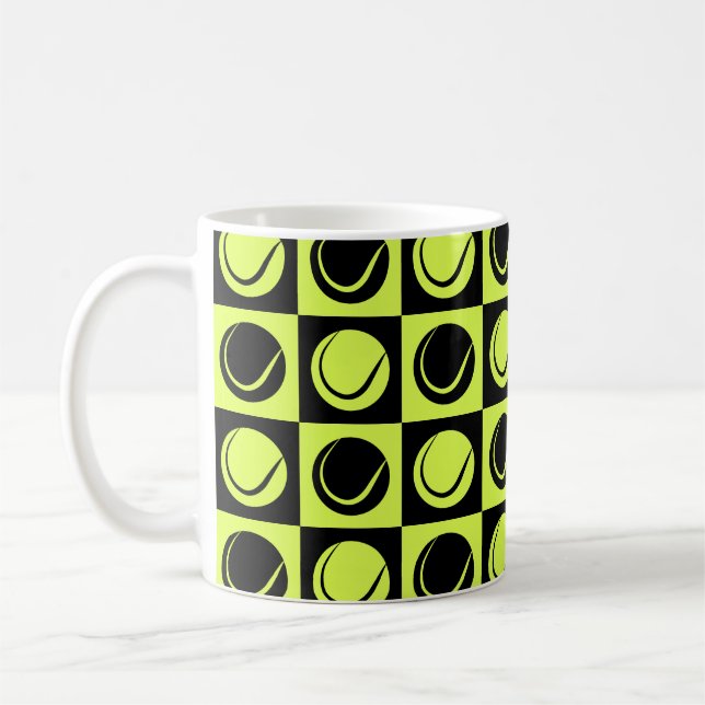 Tennis Ball Checkered Seamless Pattern Kaffeetasse (Links)