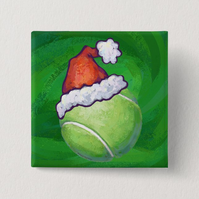 Tennis Ball Christmas Green Button (Vorderseite)