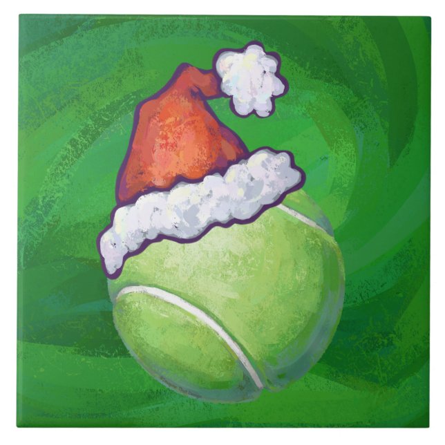 Tennis Ball Christmas Green Fliese (Vorderseite)