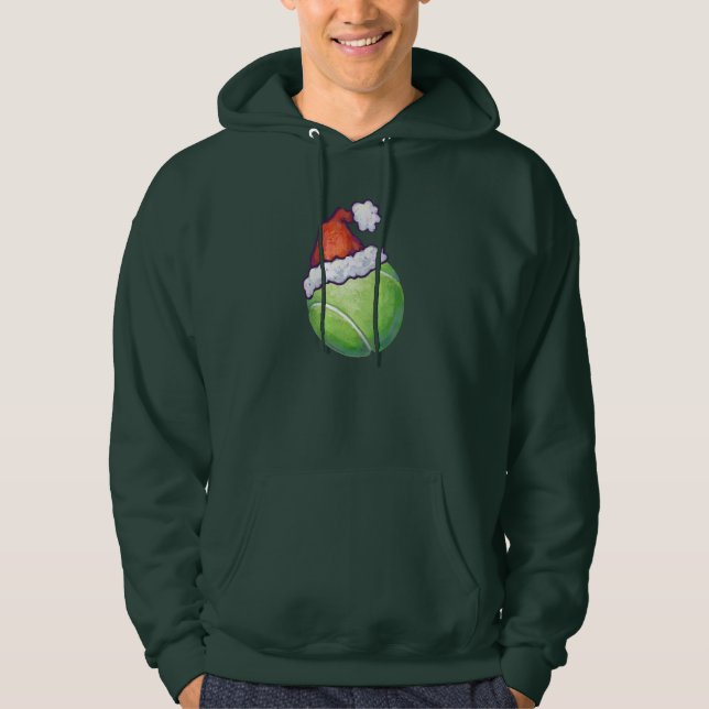 Tennis Ball Christmas Green Hoodie (Vorderseite)