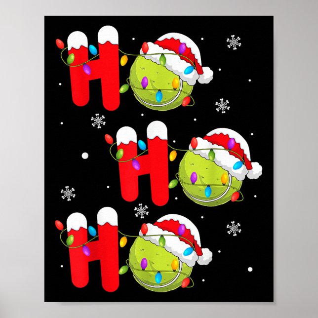 Tennis Ball Christmas Ho Ho Ho Santa Srts Player X Poster (Vorne)