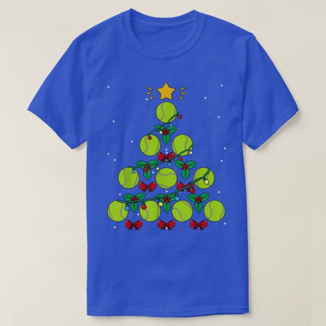 Tennis Ball Christmas Tree Racket Game Sport Nativ T-Shirt (Design vorne)