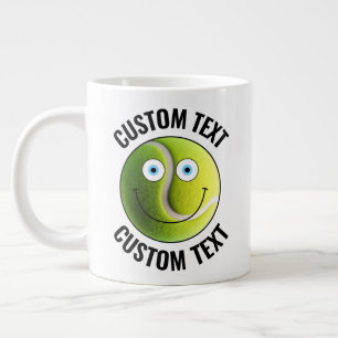 Tennis Ball Custom Happy Face & Personalisiert Tex Jumbo-Tasse