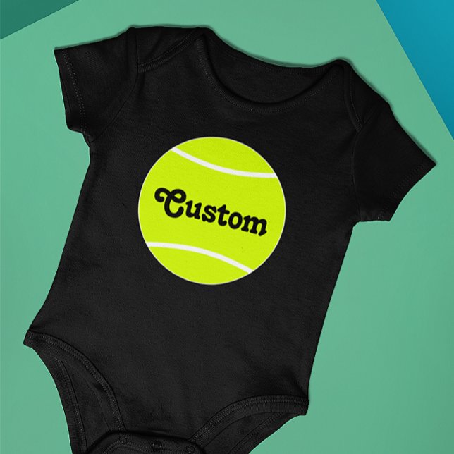Tennis Ball Custom Text Tennis Baby Anzug Baby Strampler (Tennis baby onesie bodysuit with custom team name or text)