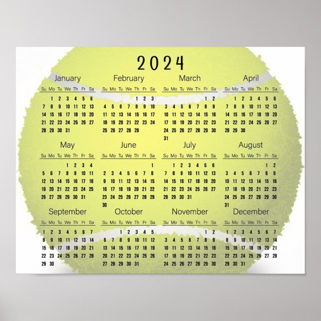Tennis Ball Design 2024 Kalenderposter Poster (Vorne)