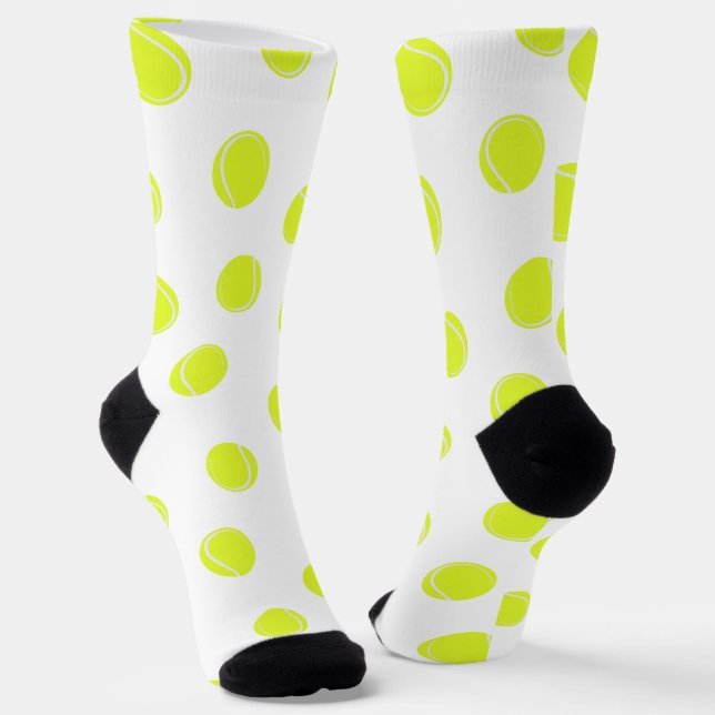 Tennis Ball Gemustert White Socken (Gewinkelt)