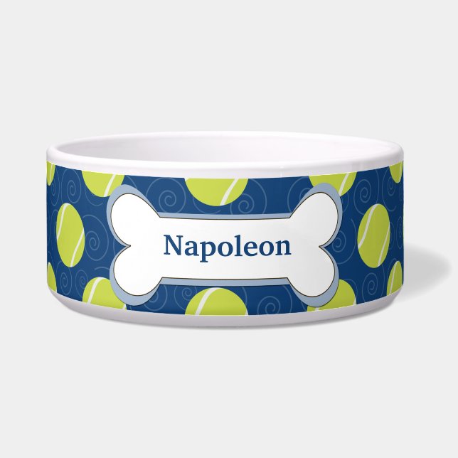 Tennis Ball - Gepasste Dog Food Bowl - Navy Blue Napf (Vorderseite)