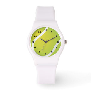 Tennis Ball hat eine weiße Silikonuhr Armbanduhr