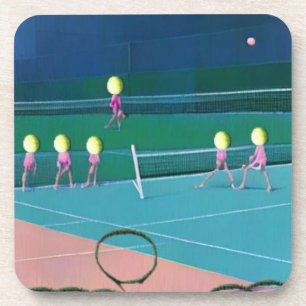 Tennis Ball Head Pink Players Getränkeuntersetzer