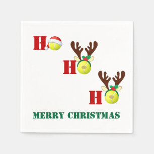 Tennis Ball Ho Ho Ho Santa Reindeer Weihnachten Serviette