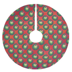 Tennis Ball in Wreath auf Rot Polyester Weihnachtsbaumdecke