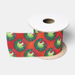 Tennis Ball in Wreath auf Rot Satinband