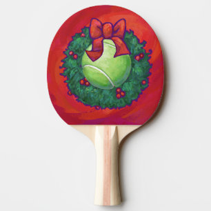 Tennis Ball in Wreath auf Rot Tischtennis Schläger