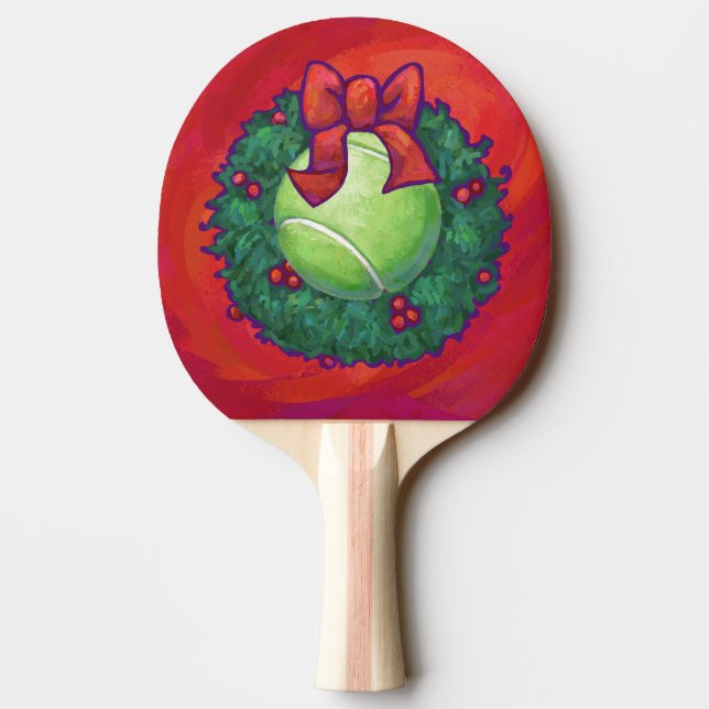Tennis Ball in Wreath auf Rot Tischtennis Schläger (Rückseite)