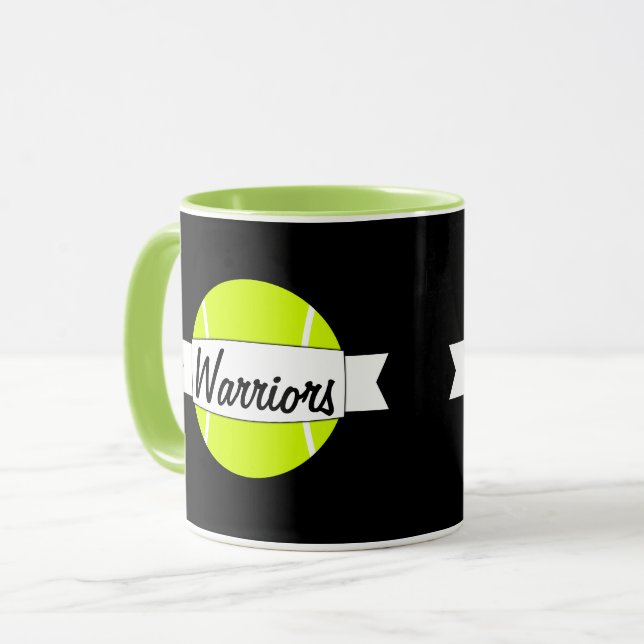 Tennis Ball Kundenname oder Text-Kaffee-Tasse Tasse (Vorderseite Links)
