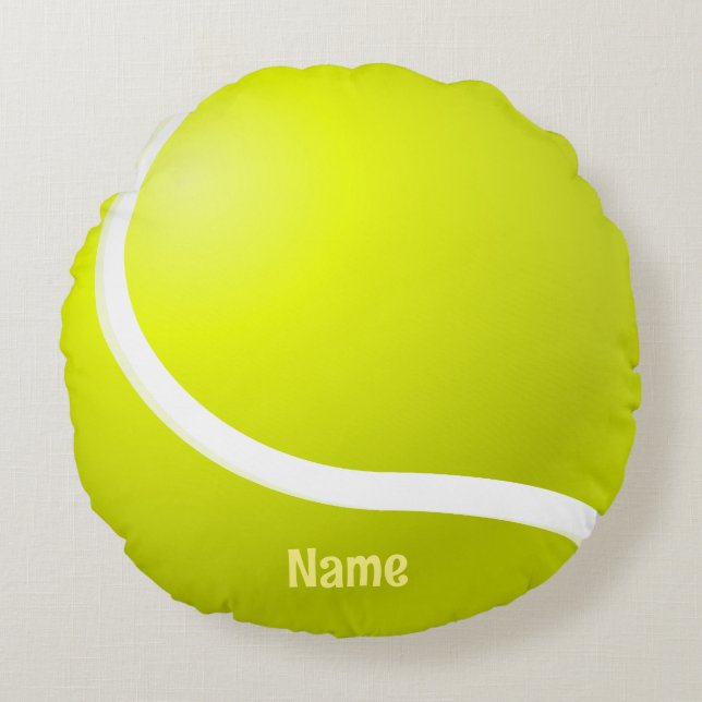 Tennis Ball mit Namen Rundes Kissen (Vorderseite)