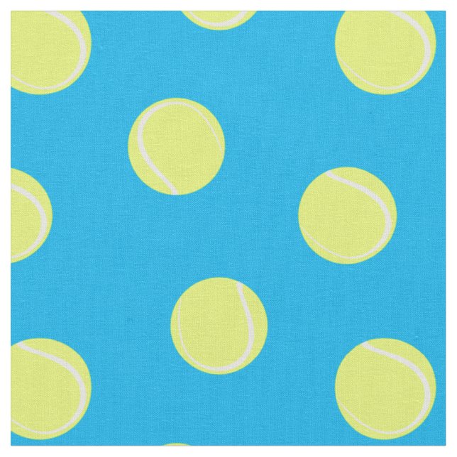 Tennis Ball Muster auf Sky Blue Stoff (Nahaufnahme)