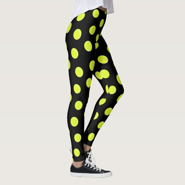 Tennis-Ball-Muster in Schwarz Leggings (Rechts)