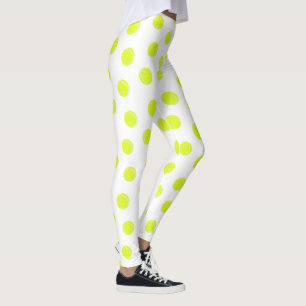 Tennis-Ball-Muster in Weiß Leggings