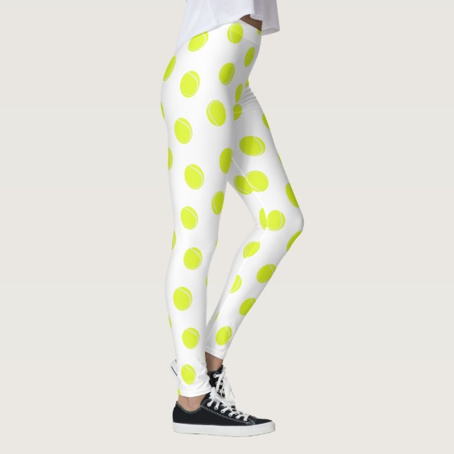 Tennis-Ball-Muster in Weiß Leggings (Rechts)